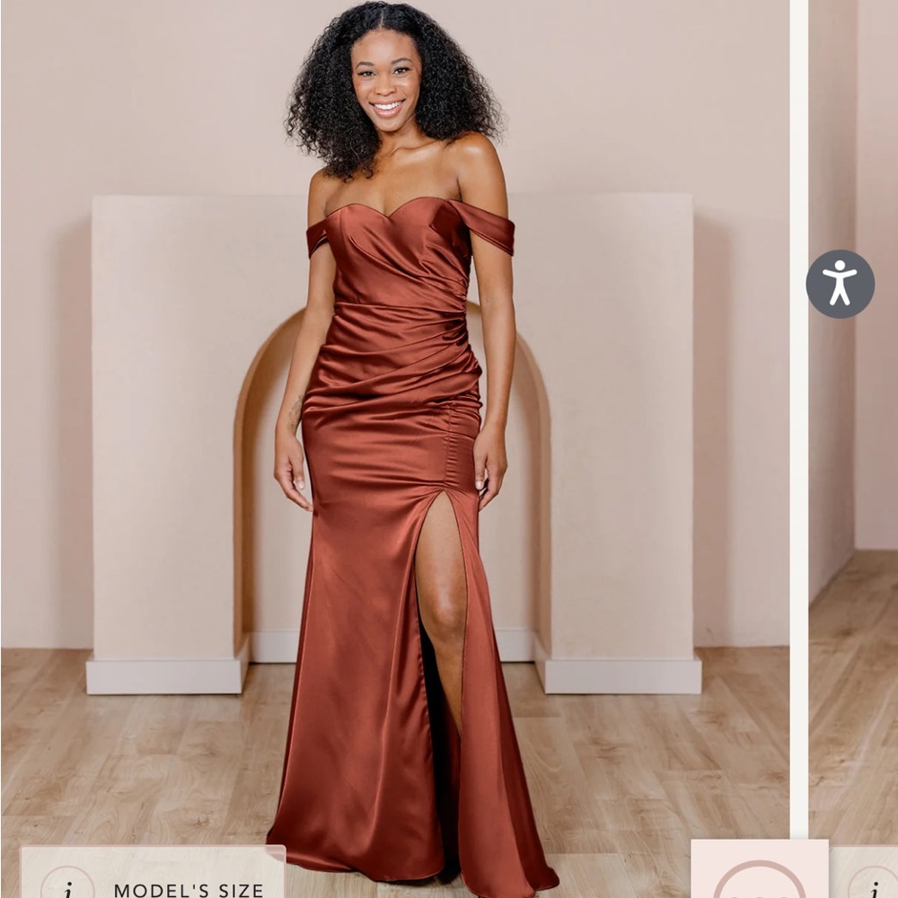 REVELRY- size 8 terracotta rust Ariel convertible satin dress